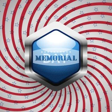 Vector poster of Memorial Day with blue metal label and shadow on the gradi.. Stock Illustration