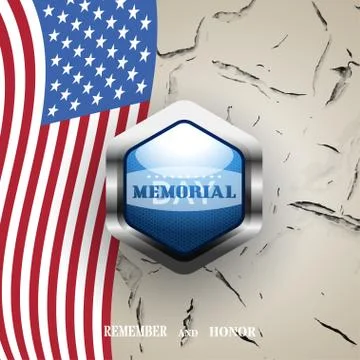 Vector poster of Memorial Day with blue metal label and shadow on the gradi.. Stock Illustration