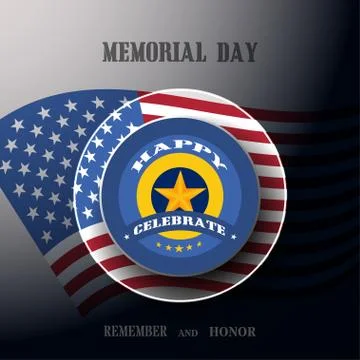 Vector poster of Memorial Day with label cut from material, shadow, usa fla.. Stock Illustration