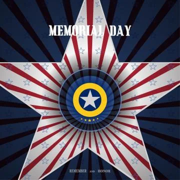 Vector poster of Memorial Day with label cut from paper, cutout in the shap.. Stock Illustration