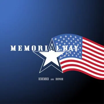 Vector poster of Memorial Day with label in the shape of a star with americ.. Stock Illustration