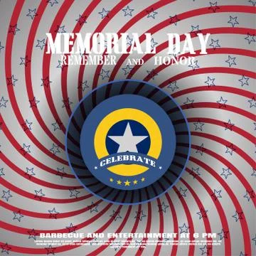 Vector poster of Memorial Day with label cut from paper and shadow on the g.. Stock Illustration