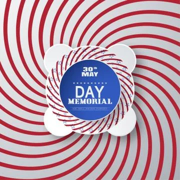 Vector poster of Memorial Day with label cut from paper and shadow on the g.. Stock Illustration