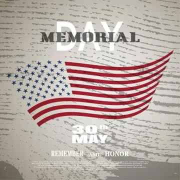 Vector poster for Memorial Day with white text and shadow on the brown back.. Stock Illustration