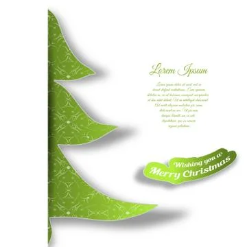 Vector poster for Merry Christmas with insert in the form of a green Christma Stock Illustration