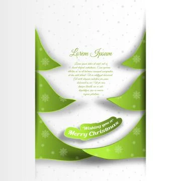 Vector poster for Merry Christmas with inserts in the form of a two green Chr Stock Illustration