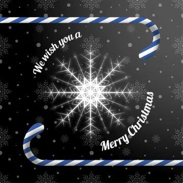 Vector poster for Merry Christmas with snowflake label cut from paper wit sha Stock Illustration