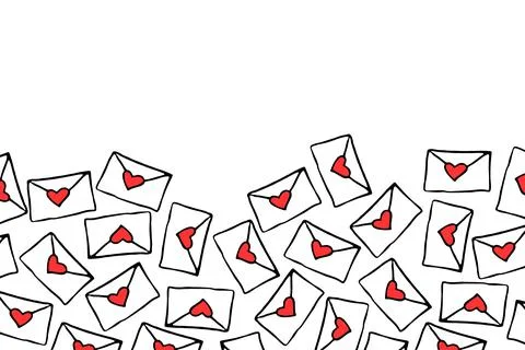 Vector poster, Mountain of love letters for backdrop to the day of St. Valent Stock Illustration