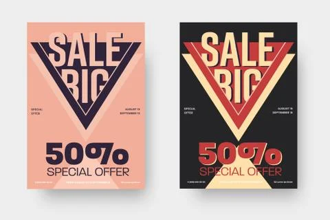 Vector poster in pink and black color, 50% discount, special offer, design fo Stock Illustration