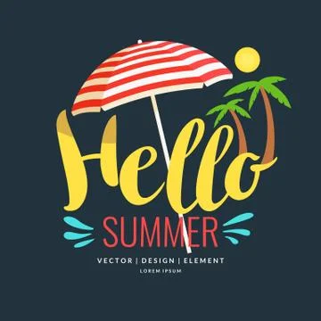 Vector poster retro style lettering Hello summer Stock Illustration