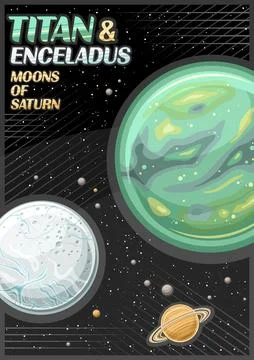 Vector Poster for Saturn Moons Illustrazione stock