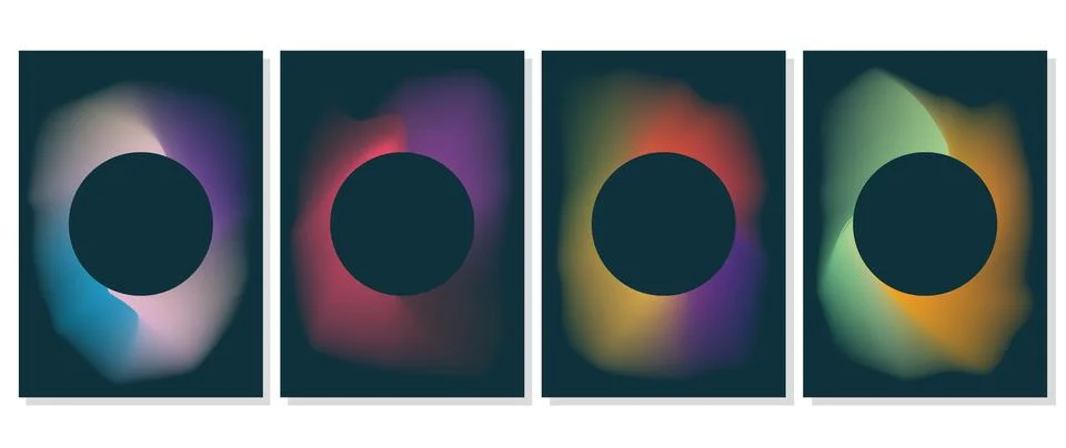 Vector poster set. Circle shape with colorful gradient. Abstract geometric 스톡 일러스트