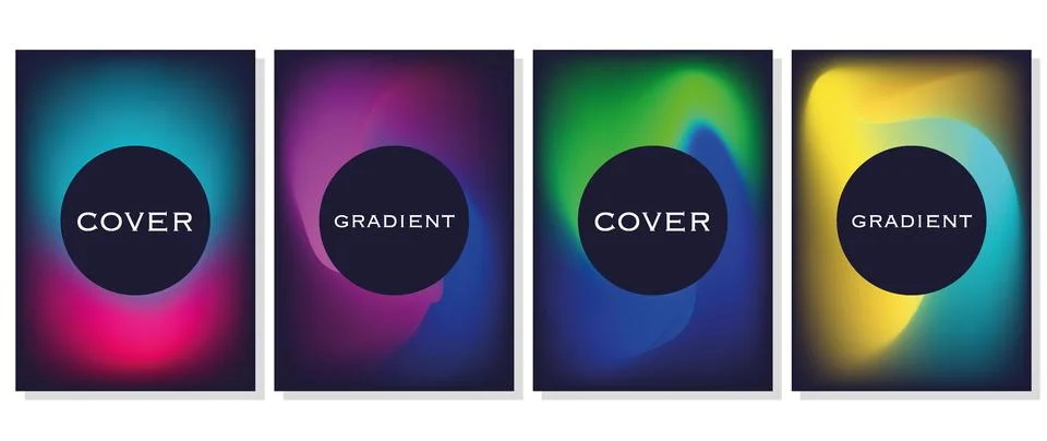 Vector poster set. Circle shape with colorful gradient. Abstract geometric 스톡 일러스트