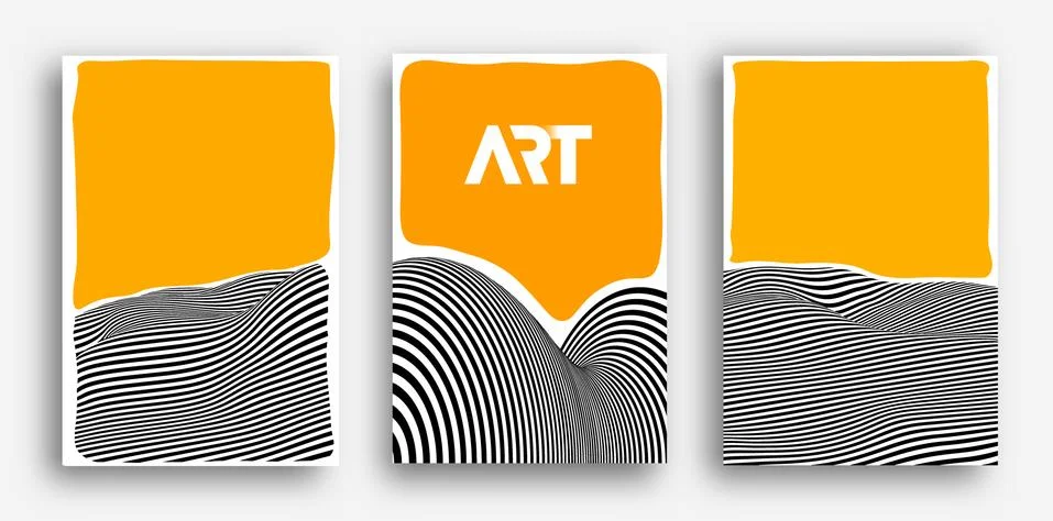 Vector Poster Set. Psychedelic pattern background optical illusion vector Illustrazione stock