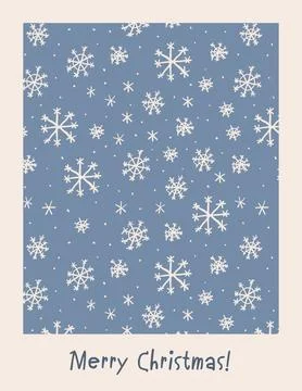 Vector poster with snowflakes on light blue background, Christmas vintage and Stock Illustration