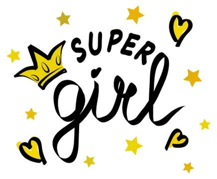 Vector poster of Super Girl text for girls clothes. Super Girl badge, tag, ic Ilustração Stock