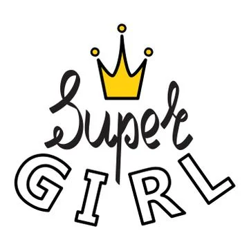 Vector poster of Super Girl text for girls clothes. Super Girl badge, tag, ic Stock Illustration