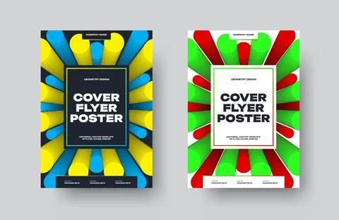 Vector poster template with blue, yellow, red, green round 3d element, grad.. Stock Illustration