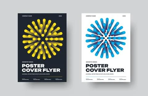 Vector poster template with yellow, blue gradient geometric element, EPS10,.. Stock Illustration