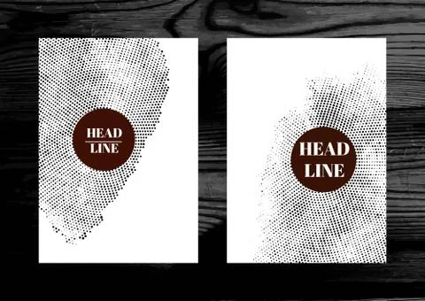 Vector poster templates on the wood texture. An abstract halfton Stock Illustration