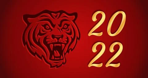 Vector poster with tiger head for Chinese new year. Stock Illustration