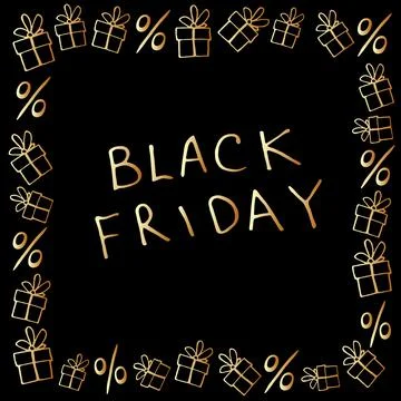 Vector poster, title, lettering in frame on theme of black Friday, shopping,  Stock Illustration