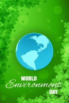 Vector poster of World Environment Day with blue paper globe on the gradien.. Stock Illustration