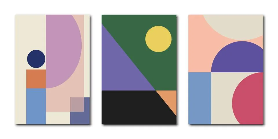 Vector posters. Abstract trendy universal art patterns. Various geometric Иллюстрация