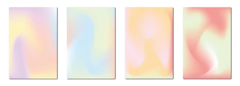 Vector posters. Flat set of illustrations with gradients. Four design drawings Stock Illustration