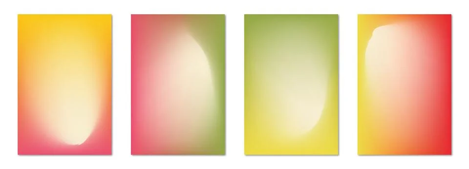 Vector posters. Flat set of illustrations with gradients. Four design drawings Stock Illustration