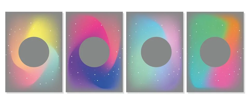 Vector posters. Minimal poster mockup collection with bright blurred gradient 스톡 일러스트