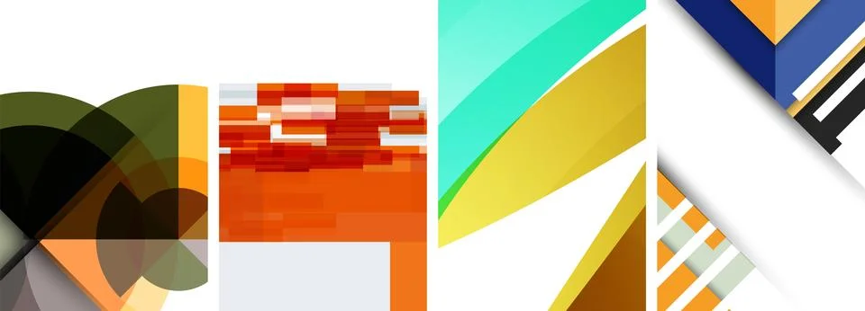 Vector posters - minimalist geometric abstract backgrounds, featuring circles Stock Illustration