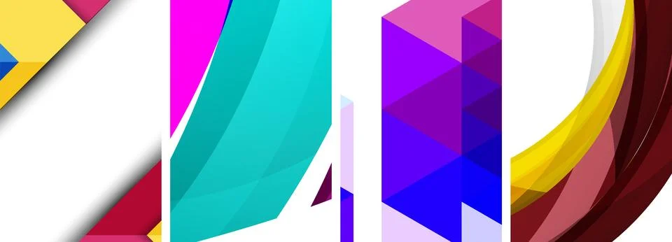 Vector posters - minimalist geometric abstract backgrounds, featuring circles Stock Illustration