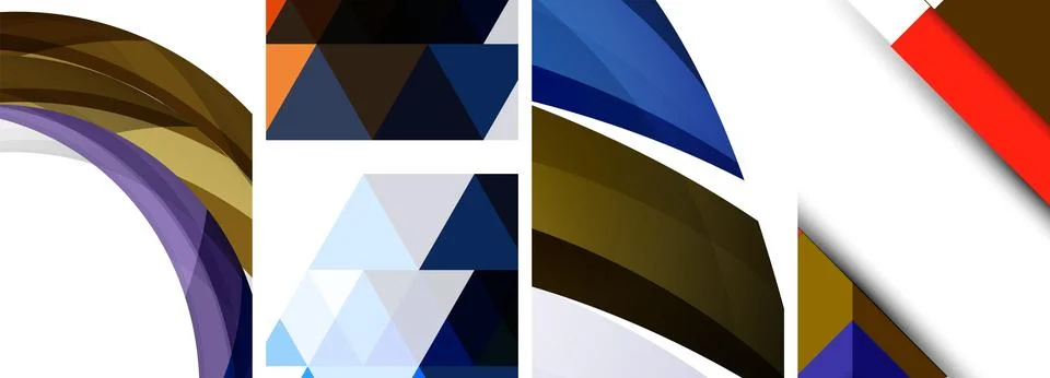 Vector posters - minimalist geometric abstract backgrounds, featuring circles Stock Illustration