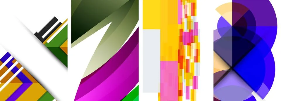 Vector posters - minimalist geometric abstract backgrounds, featuring circles Stock Illustration