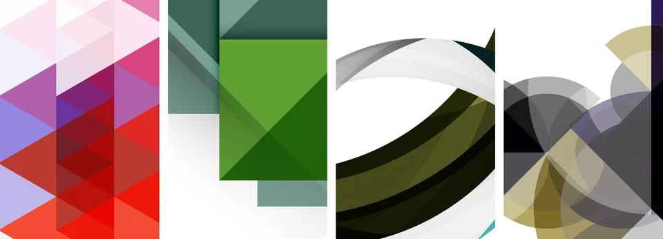 Vector posters - minimalist geometric abstract backgrounds, featuring circles Stock Illustration