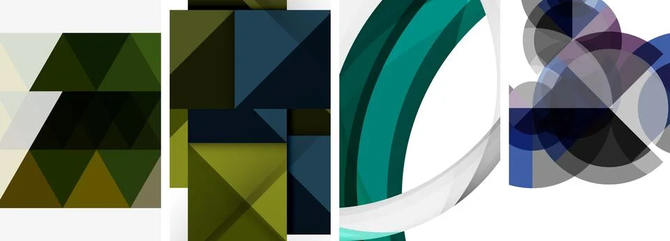 Vector posters - minimalist geometric abstract backgrounds, featuring circles Stock Illustration