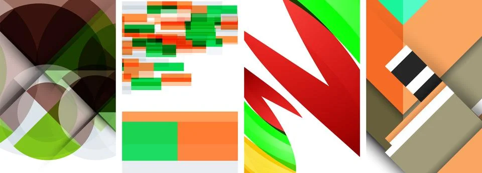 Vector posters - minimalist geometric abstract backgrounds, featuring circles Stock Illustration