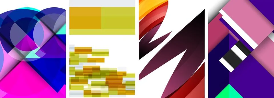 Vector posters - minimalist geometric abstract backgrounds, featuring circles Stock Illustration