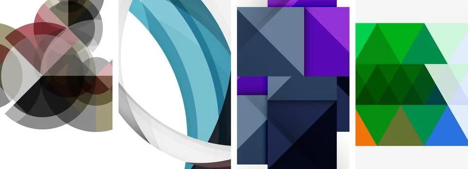 Vector posters - minimalist geometric abstract backgrounds, featuring circles Stock Illustration