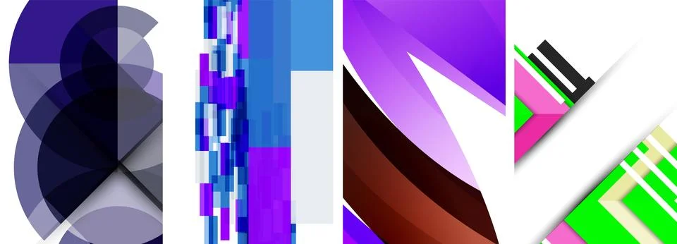 Vector posters - minimalist geometric abstract backgrounds, featuring circles Stock Illustration