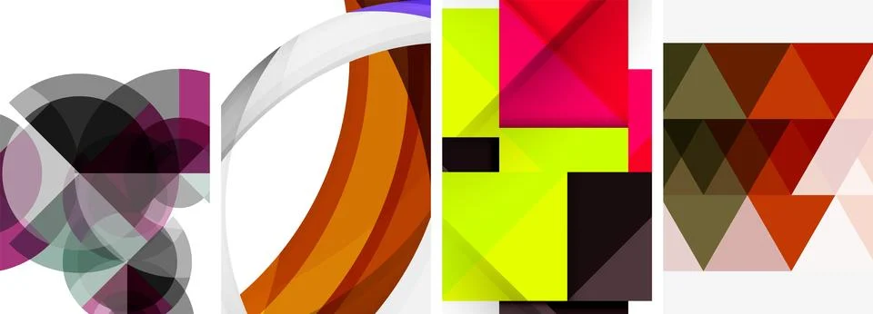 Vector posters - minimalist geometric abstract backgrounds, featuring circles Stock Illustration