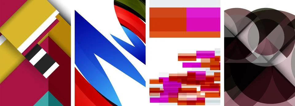 Vector posters - minimalist geometric abstract backgrounds, featuring circles Stock Illustration