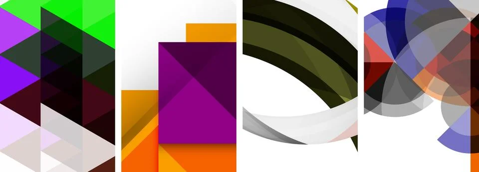 Vector posters - minimalist geometric abstract backgrounds, featuring circles Stock Illustration