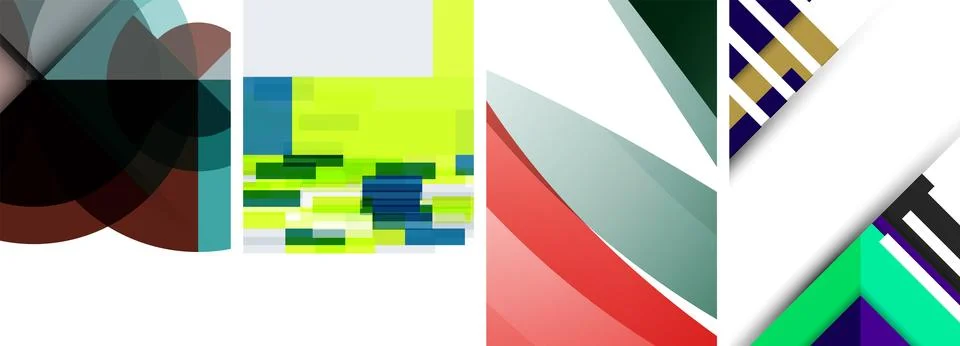 Vector posters - minimalist geometric abstract backgrounds, featuring circles Stock Illustration