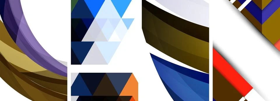 Vector posters - minimalist geometric abstract backgrounds, featuring circles Stock Illustration