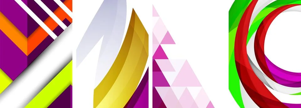 Vector posters - minimalist geometric abstract backgrounds, featuring circles Stock Illustration