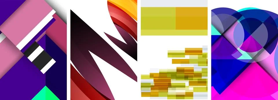 Vector posters - minimalist geometric abstract backgrounds, featuring circles Stock Illustration