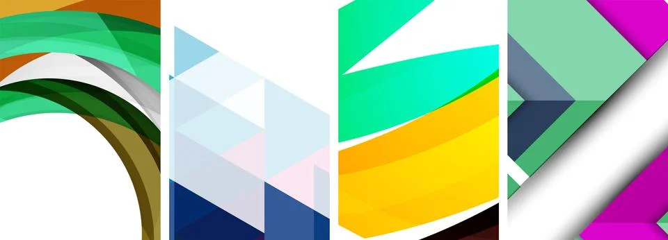 Vector posters - minimalist geometric abstract backgrounds, featuring circles Stock Illustration