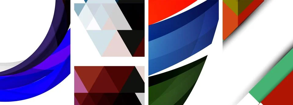 Vector posters - minimalist geometric abstract backgrounds, featuring circles Stock Illustration